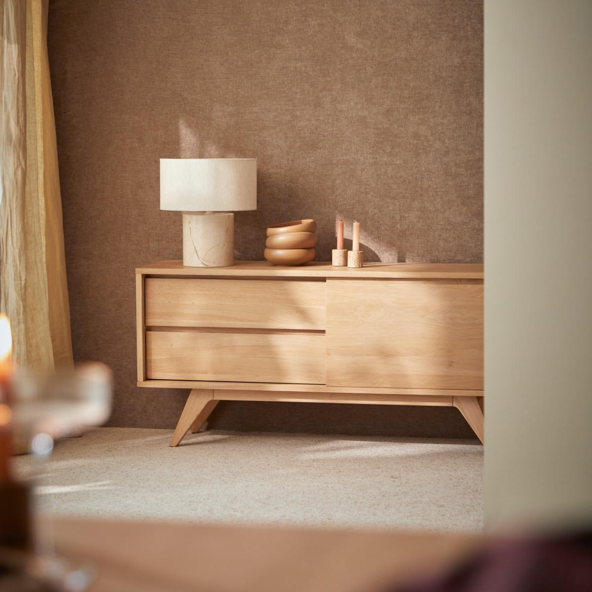 SIDEBOARD Esmée Natur aus Eiche - Naturfarben, Holz (130/60/35cm) - Tikamoon