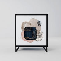 SIDEBOARD COLORFUL SHAPES, Schwarz, 57,5x42x67,5 cm, Schwarze Metall-Rahmenfüße - Multicolor/Schwarz, Holzwerkstoff/Metall (57.5/67.5/42cm) - SpaceRebels