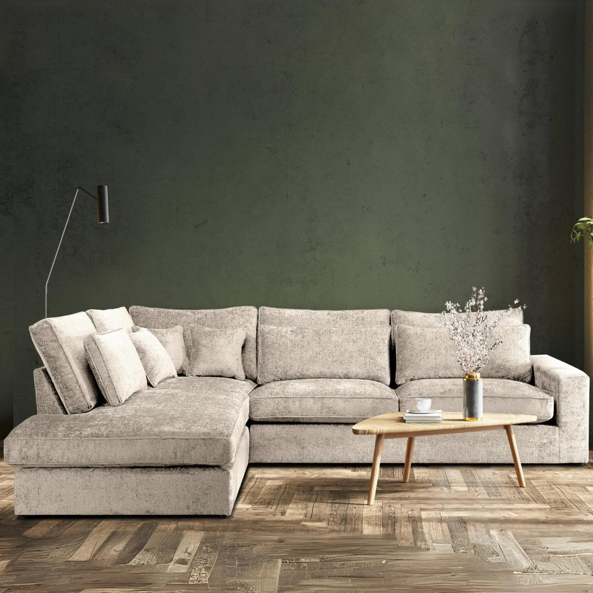 ECKSOFA LINKS IMPERA Modern 4/5 Sitzer, Creme - Creme, Textil (314/224cm) - KONSIMO®