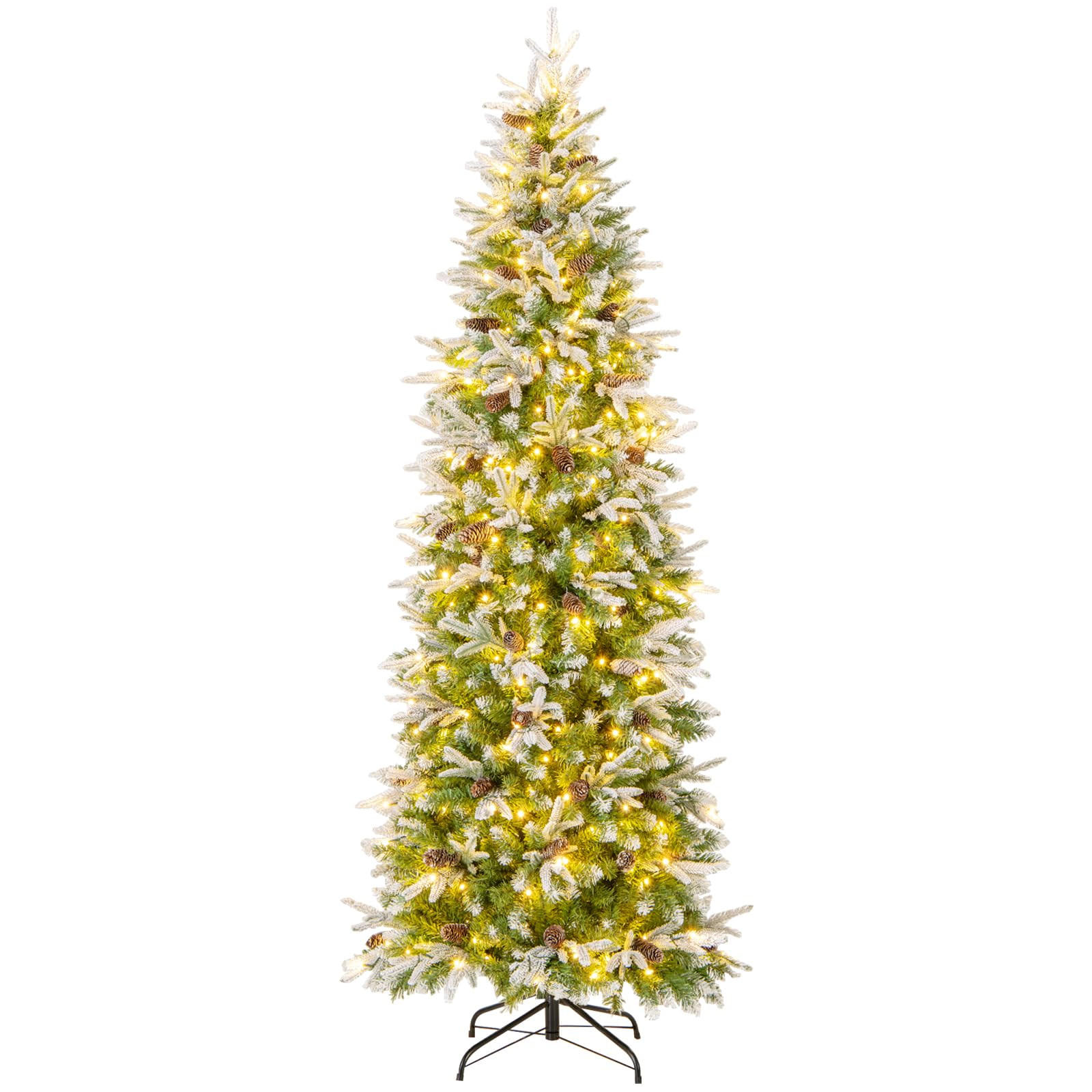 WEIHNACHTSBAUM mit 350 warmweißen LED-Lichtern 225 cm grün - Grün, Metall (225cm) - COSTWAY