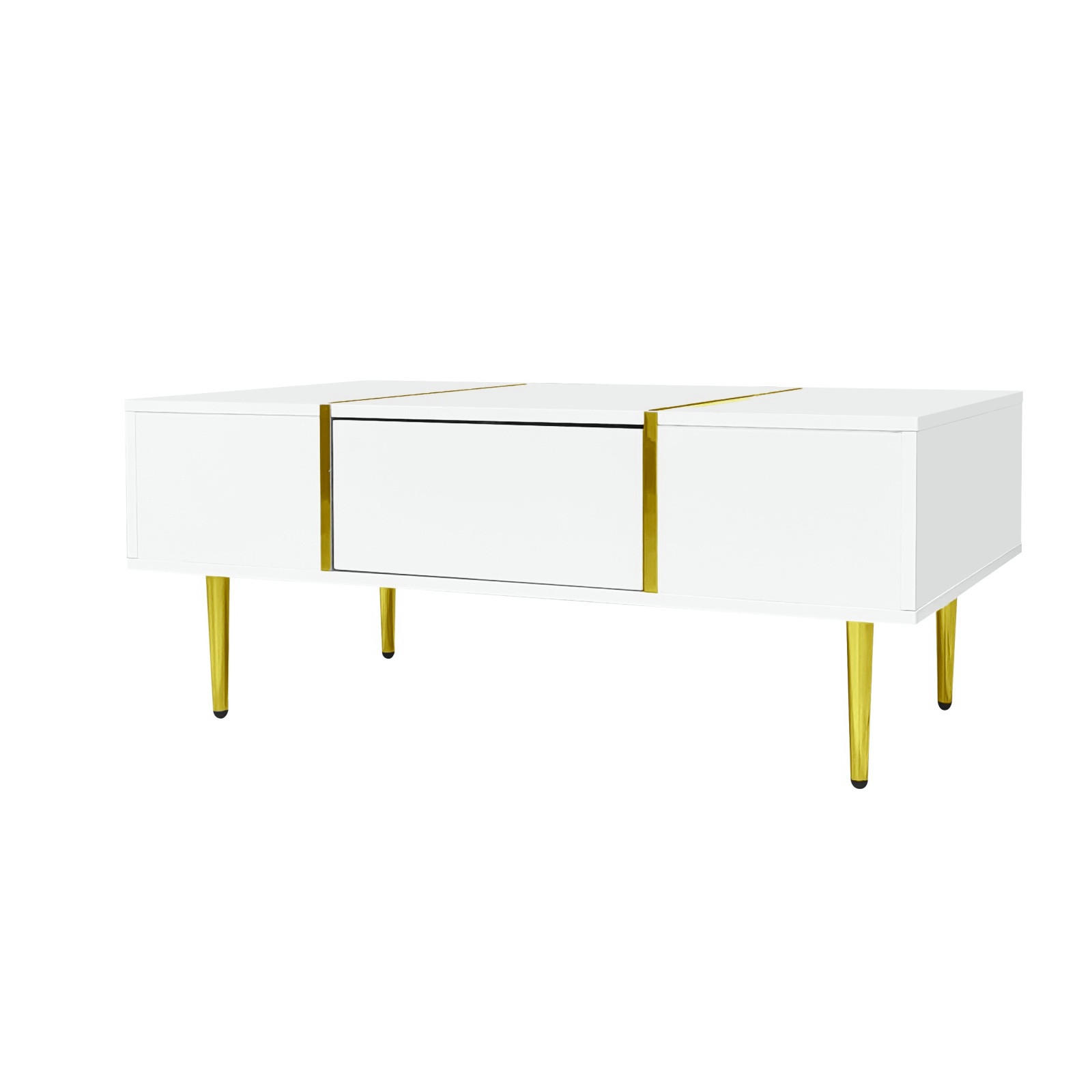 COUCHTISCH Weiß Hochglanz, 2 Schubladen - Weiß, Holz (60/100/41cm)