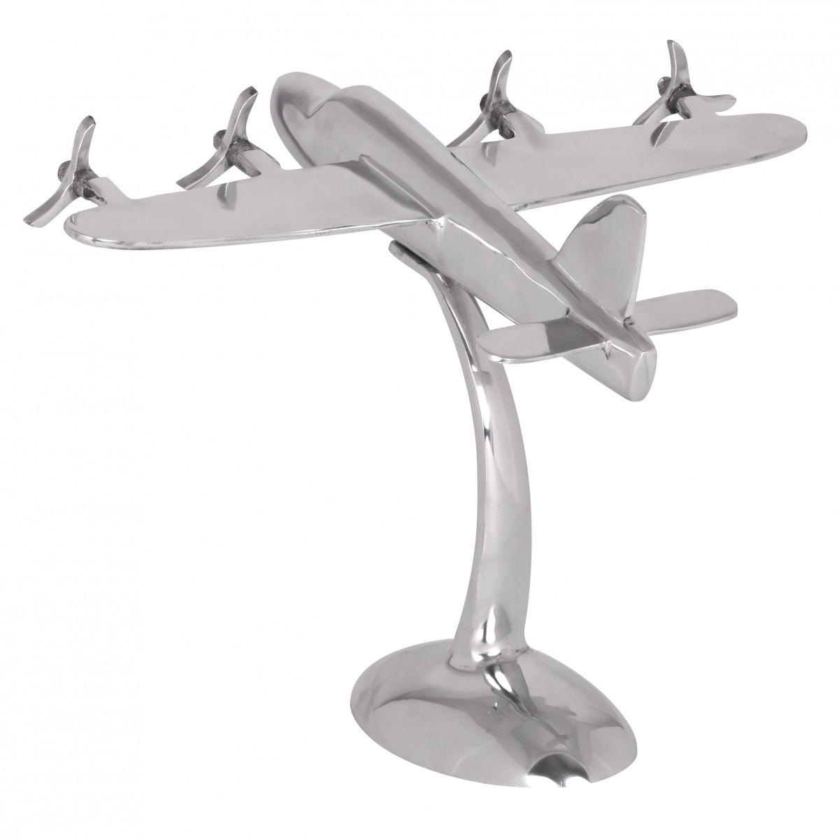 DEKOFIGUR Flugzeugpropeller Aluminium Silber 42x30 cm handgefertigt - Silberfarben, Metall (42/42/30cm) - KADIMA DESIGN