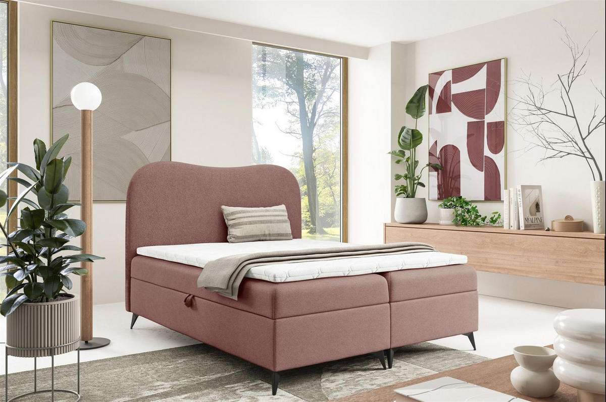BOXBETT Blair Premium überlänge - Rosa, Holzwerkstoff/Textil (160/220cm) - Fun Möbel