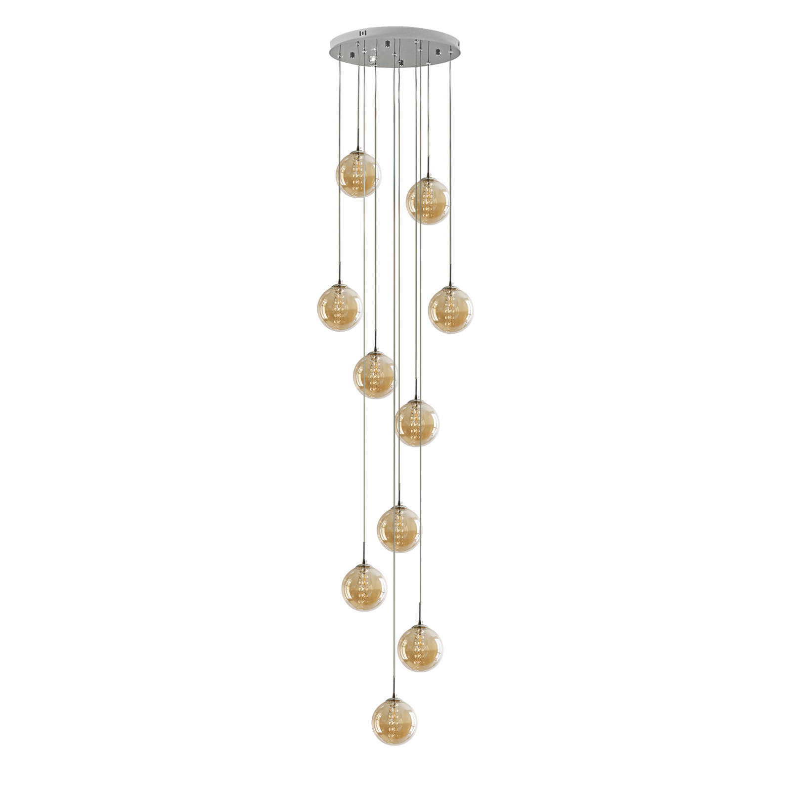 HÄNGELEUCHTE Energie 10-flammig 41/41/240 cm - Bernsteinfarben, Glas (41/41/240cm) - Nettlife