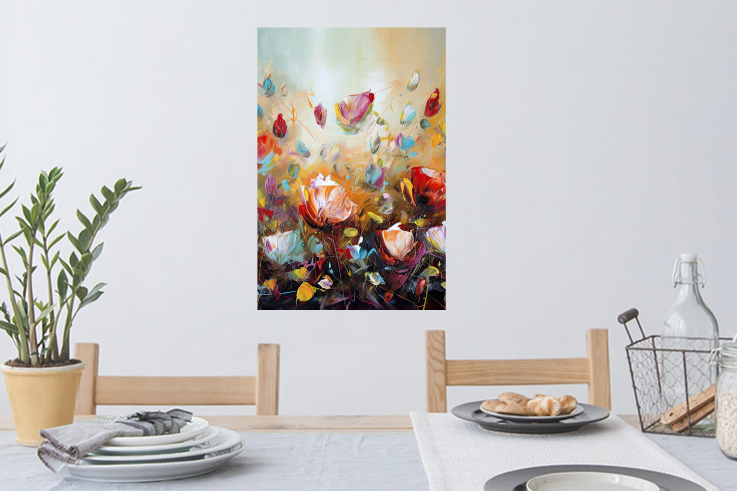 WANDTATTOO Blumen - Kunst - Natur - Ölgemälde 40x60 cm - Multicolor, Kunststoff (40/60/0.1cm) - MuchoWow