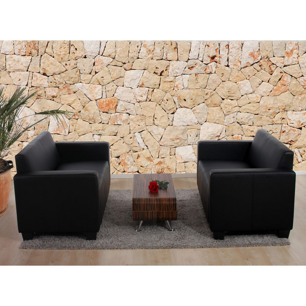 Thumbnail - MCW Sofa-Garnitur, Schwarz, Textil, 136x76x72 cm, Wohnzimmer, Sofas & Couches, Sitzgarnituren