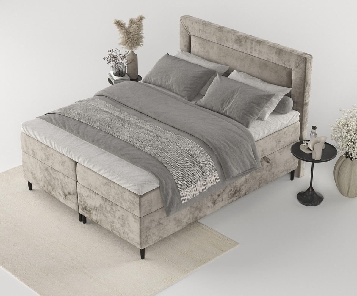 BOXBETT Noble Beige 160/200 cm - Beige/Schwarz, Holz/Holzwerkstoff (160/200cm) - Maison de Reve