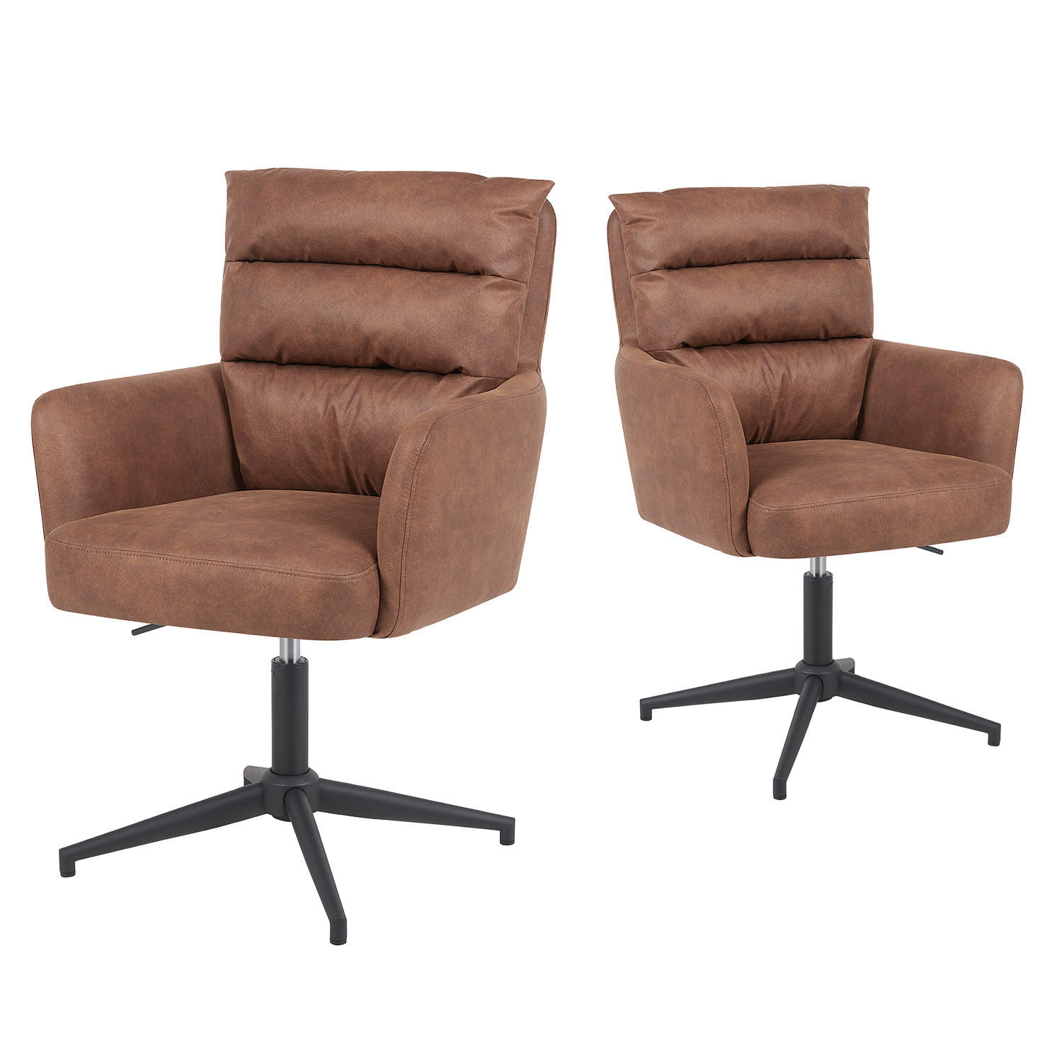 BÜROSTUHL Mika-Romy 2er-Set - Schwarz/Braun, Textil/Metall (59/91/66cm) - DUBI Möbel