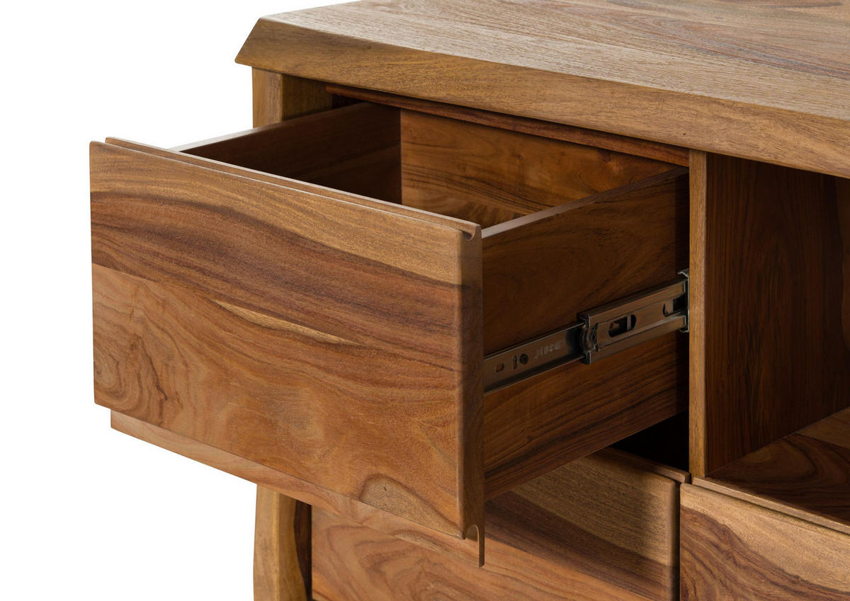 SIDEBOARD Sheesham 200x45x80 natur lackiert / sandgestrahlt PURE SHEESHAM #217 - Braun, Holz (200/80/45cm) - Massivmoebel24