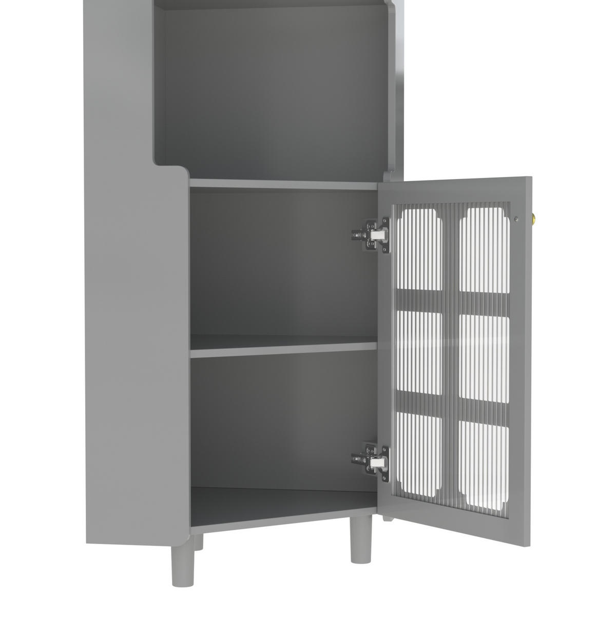 LED-ECKSPEICHERSCHRANK 63.5x17x157.5 cm Grau aus Spanplatte mit App-LED & 3-Zonen-Storage - Grau, Holzwerkstoff (63.5/157.5/17cm) - Modfu