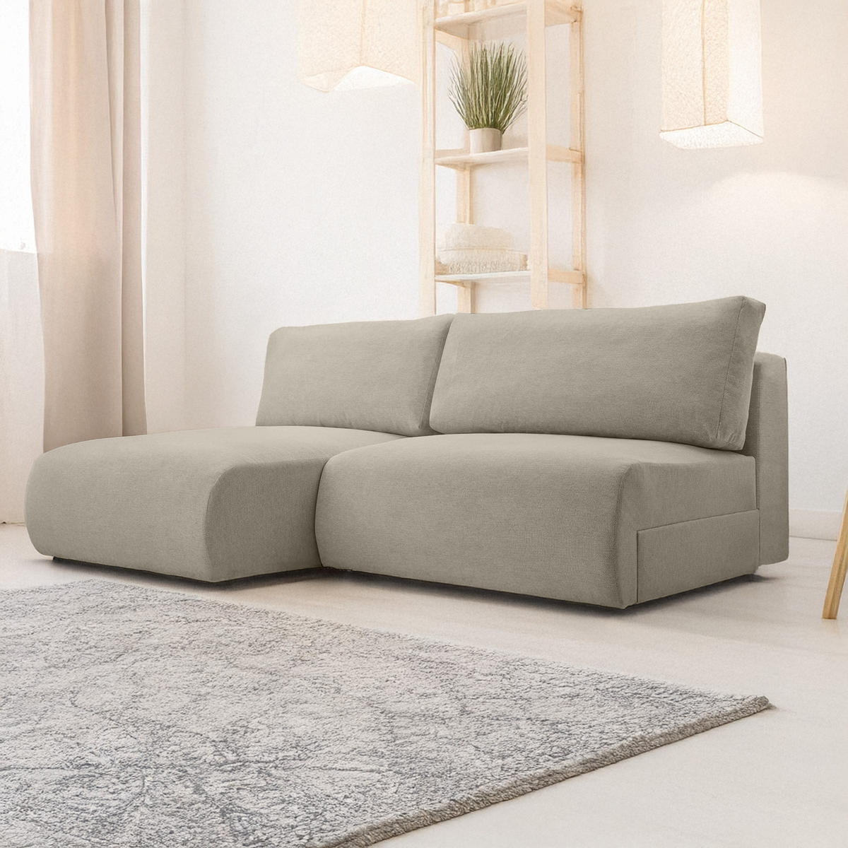 ECKSOFA Ripley mit Schlaffunktion, Hellgrau - Hellgrau, Textil (223/150cm) - Fedve