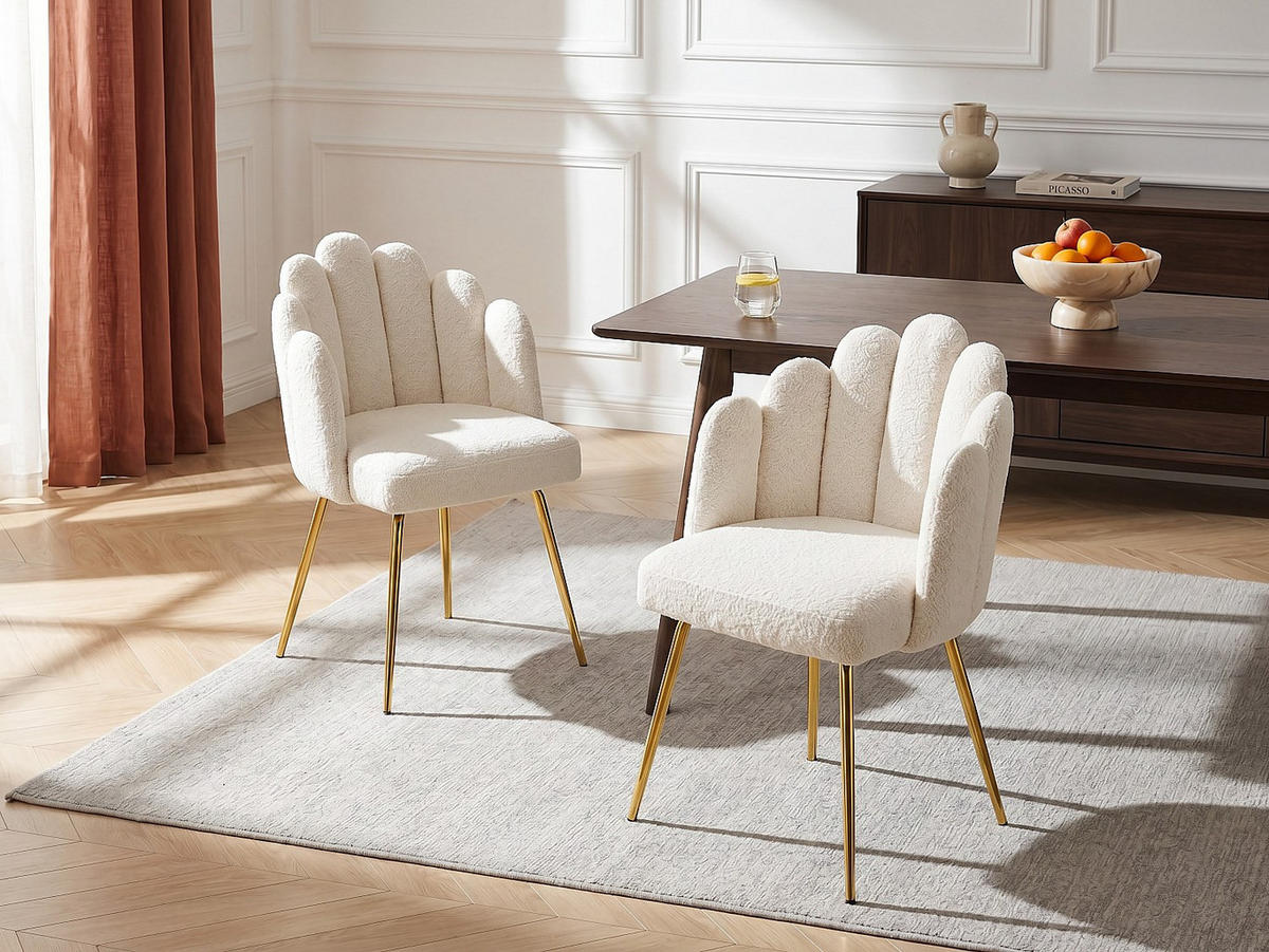 STUHL - 55 cm x 57 cm - Stoff - Cremefarben - ALTINAM - Creme, Textil (55/85/57cm) - Vente-Unique