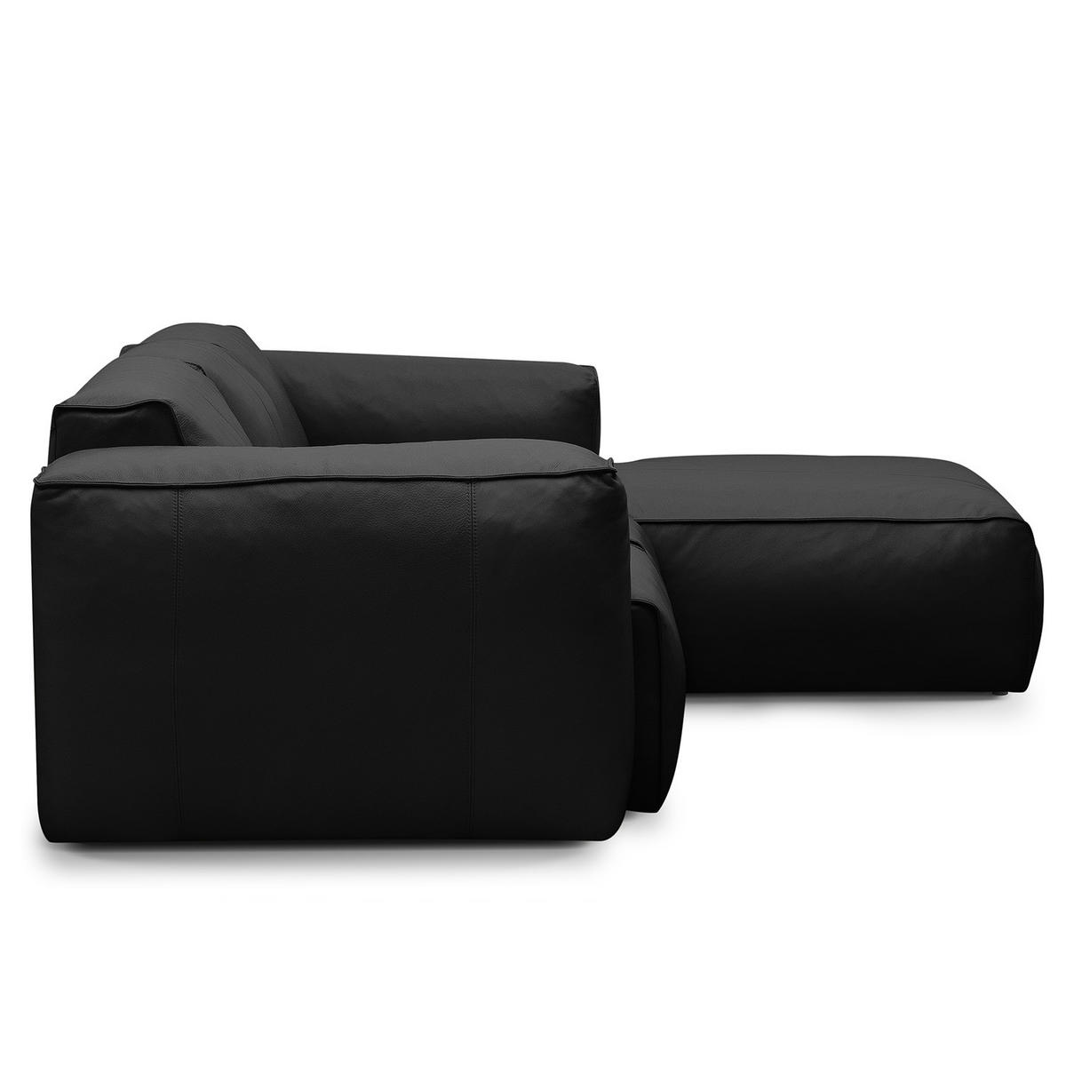 3-SITZER ECKSOFA mit Longchair - Schwarz, Leder/Kunststoff (251/173cm) - home24