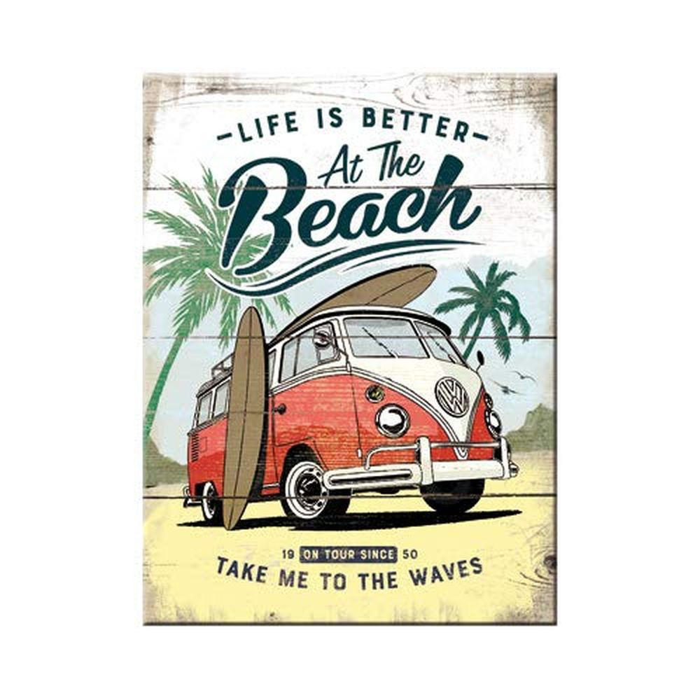 MAGNET 6/8 cm Volkswagen VW Bulli Beach - Multicolor, Metall (6/8/0.1cm) - Nostalgic-Art