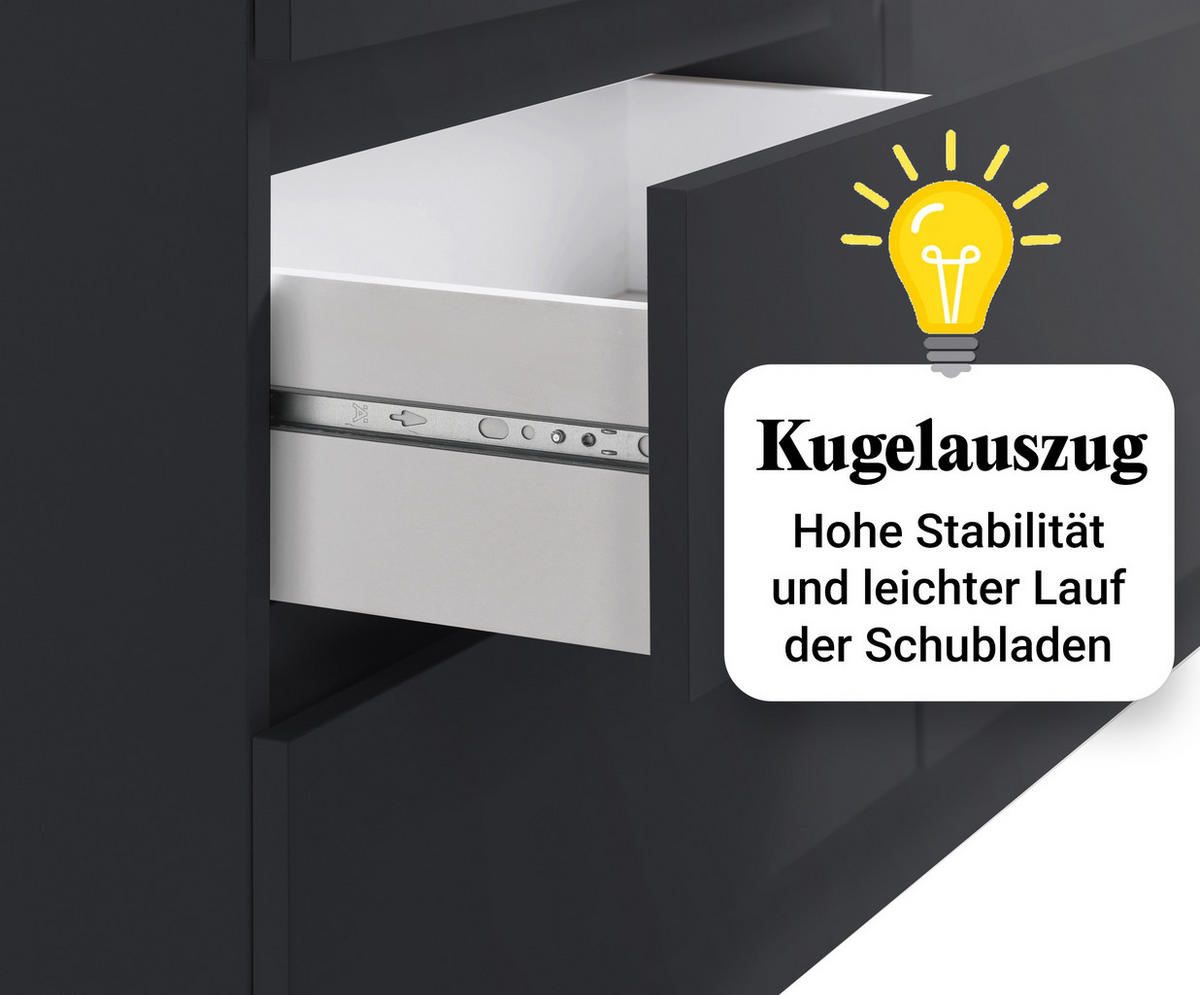 KOMMODE mit 6 Schubladen 120 cm breit in anthrazit - Anthrazit, Holzwerkstoff (120/78/35cm) - Home Collective