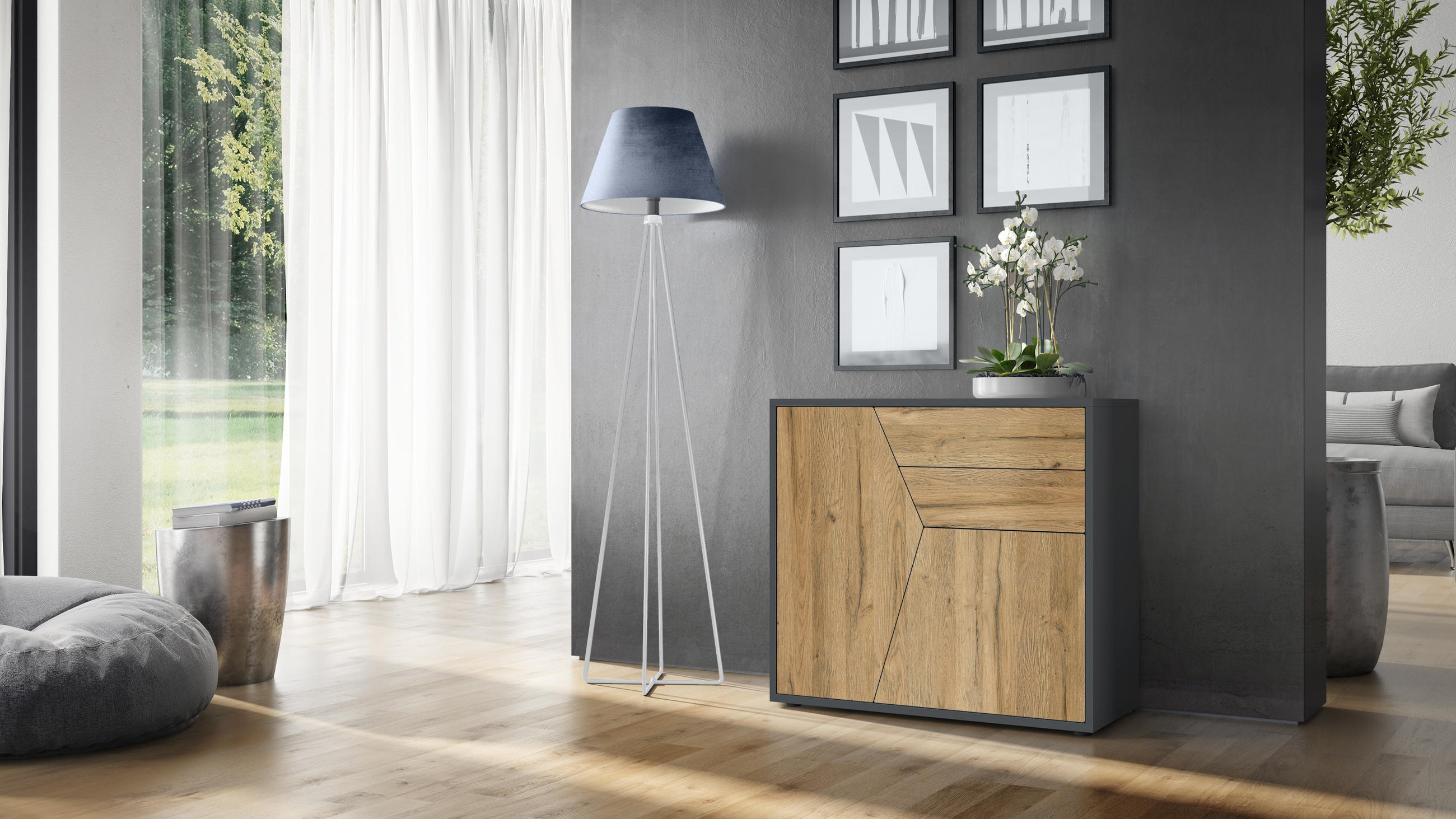 KOMMODE Benny Fronten in Eiche Natur - Eichefarben, Holzwerkstoff (79/74/36cm) - Vladon