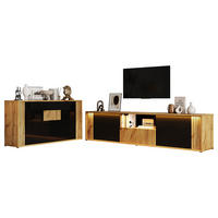 WOHNZIMMERSET 180×40×51cm Schwarz mit Sideboard - Schwarz/Naturfarben, Holzwerkstoff (180/51/40cm) - FLIEKS