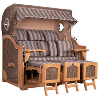 STRANDKORB XXL Düne Grande Teak PE Grey - Braun/Grau, Metall (170/170/95cm) - Mr. Deko