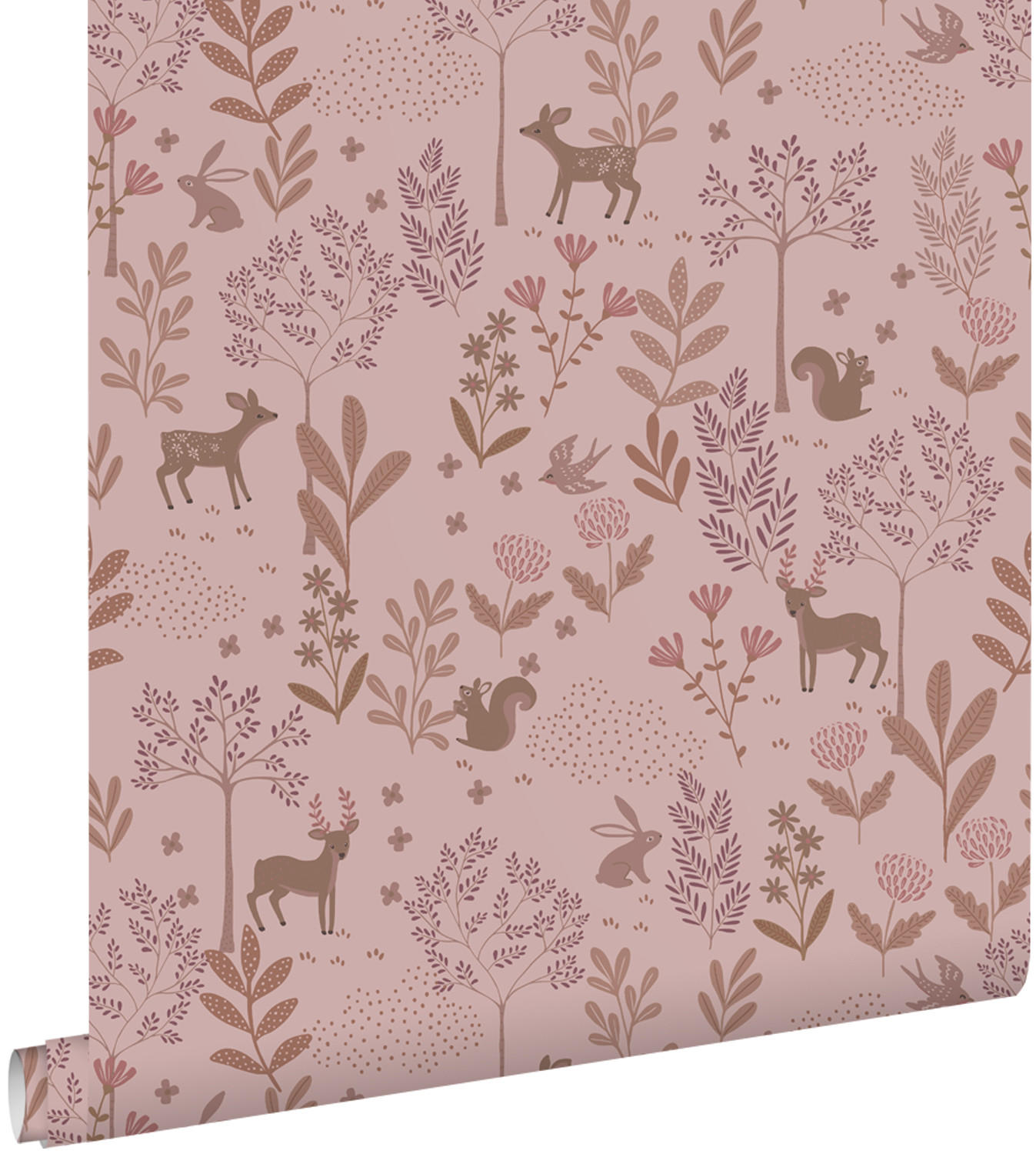 TAPETE Wald mit Waldtieren 50 x 900 cm - Lila, Papier (50/0.1cm) - ESTAhome