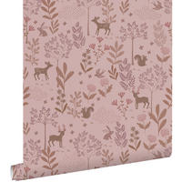 TAPETE Wald mit Waldtieren 50 x 900 cm - Lila, Papier (50/0.1cm) - ESTAhome