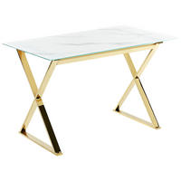ESSTISCH 120/70/75 cm Marmor Rechteckig Attica - Weiß, Glas (120/70/75cm) - Beliani