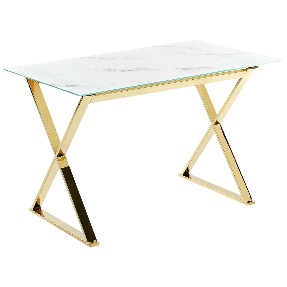 ESSTISCH 120/70/75 cm Marmor Rechteckig Attica - Weiß, Glas (120/70/75cm) - Beliani