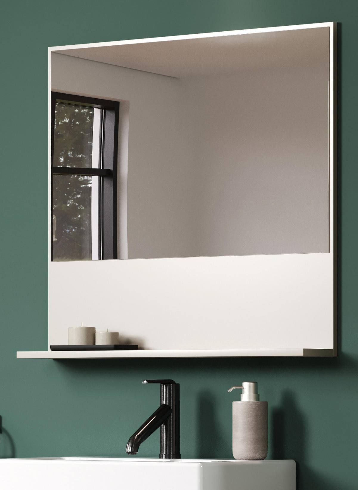 BADSPIEGEL Sand 80 cm, Badezimmer Spiegel mit Ablage - Kaschmir, Glas/Holzwerkstoff (80/74/14cm) - Top.Furn