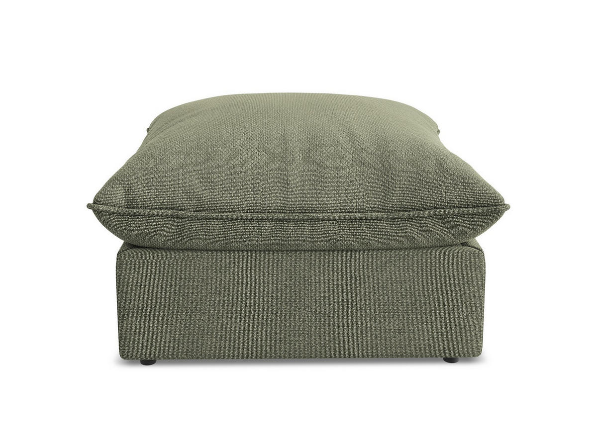POUF Bouclé Stoff Grün - Schwarz/Olivgrün, Holzwerkstoff/Kunststoff (75/45/75cm) - Makamii
