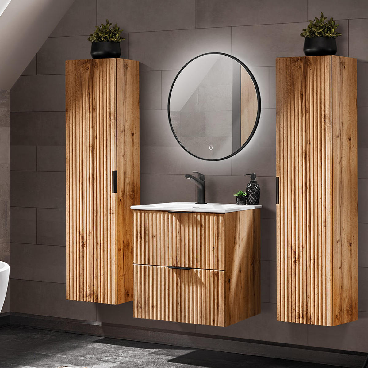 BADMÖBEL-SET 4-TLG. Adelaide-56 - Braun, Holzwerkstoff (160/200/46cm) - Lomado