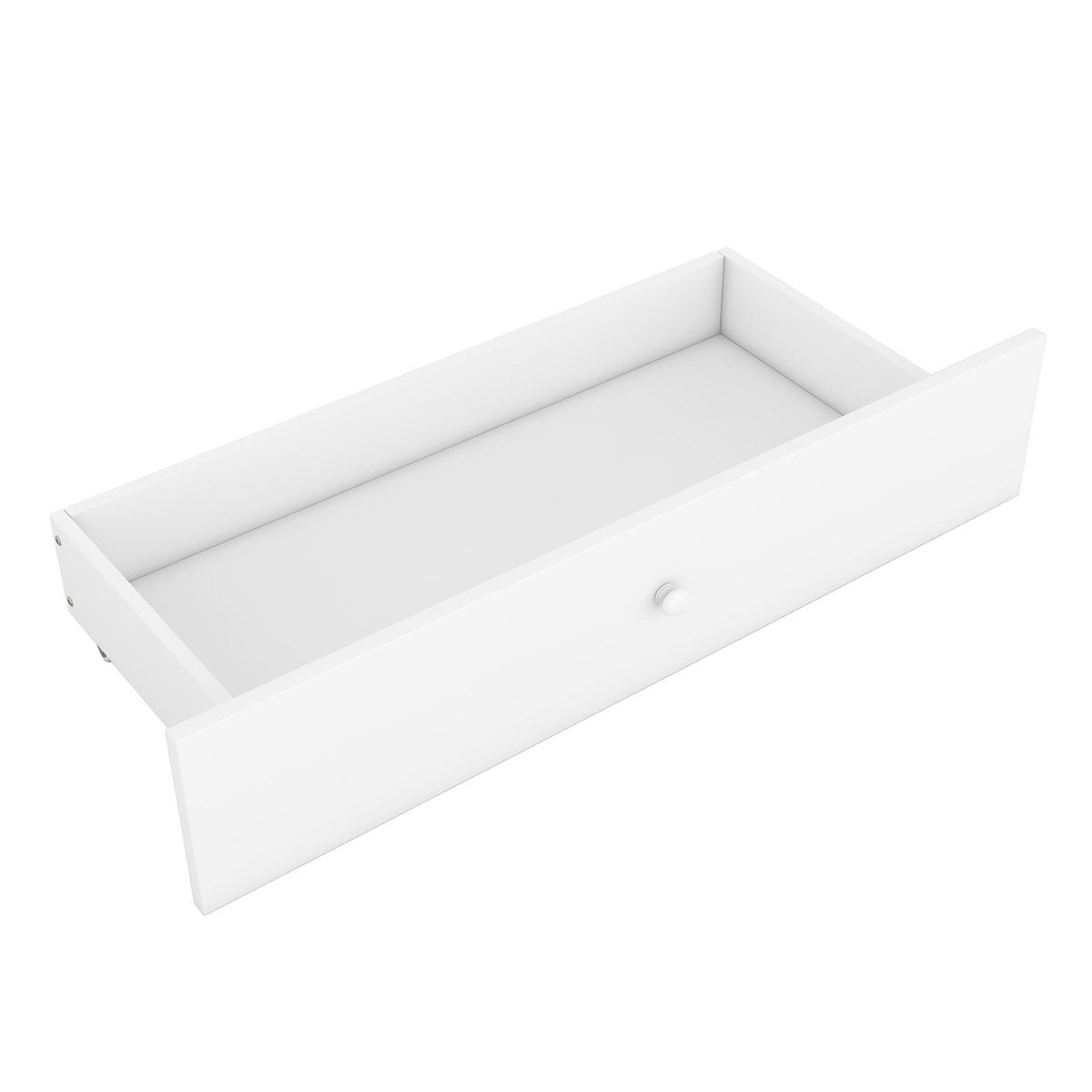 FLACHBETT 160x200cm Weiß aufklappbares Kopfteil 4 Schubladen - Weiß, Holz (160/200cm) - FLIEKS