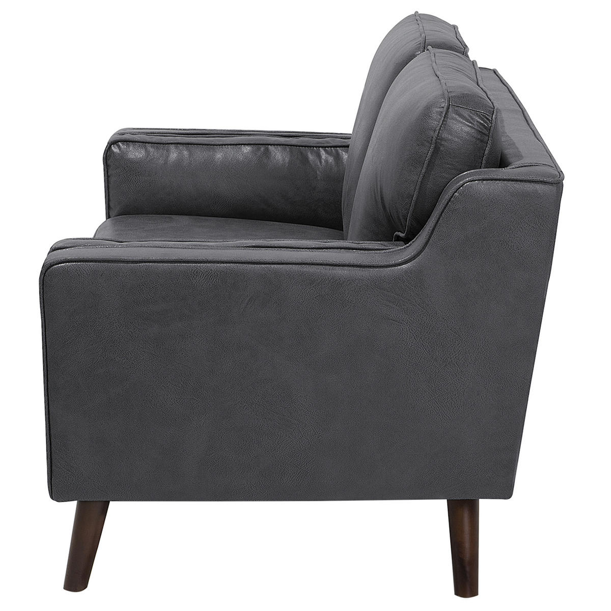 2-SITZER-SOFA Kunstleder Grau Lokka - Dunkelgrau, Textil (150/85/83cm) - Beliani