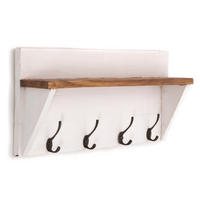 WANDGARDEROBE VINTAGE Recyclingholz, mit Regalablage, 8 Haken 06 weiß-landhaus - Weiß, Holz (60/26/10cm) - DESIGN DELIGHTS