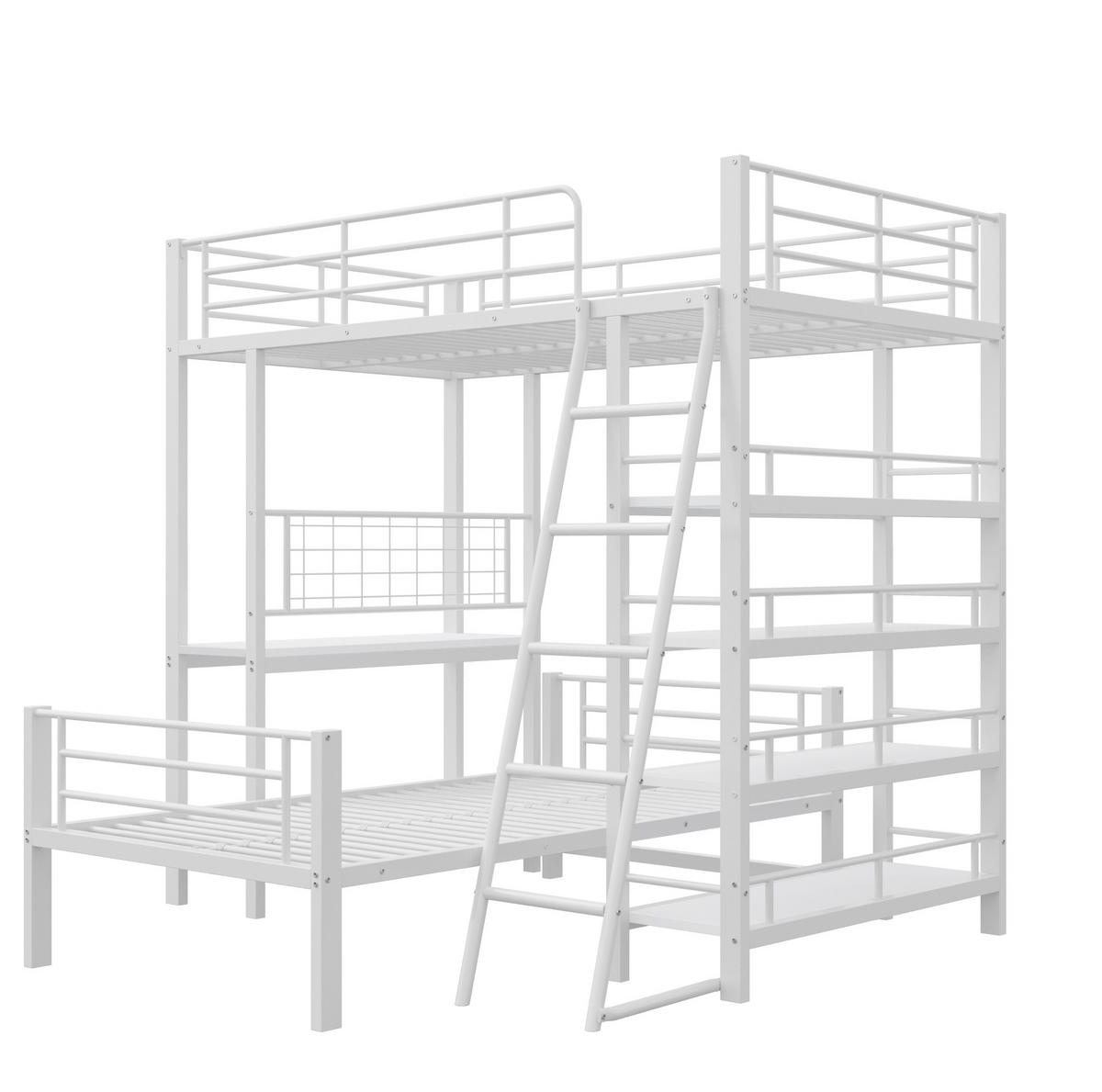 HOCHBETT 90/200 cm Weiß mit mehreren Ablagefächern - Weiß, Metall (90/200cm) - OKWISH