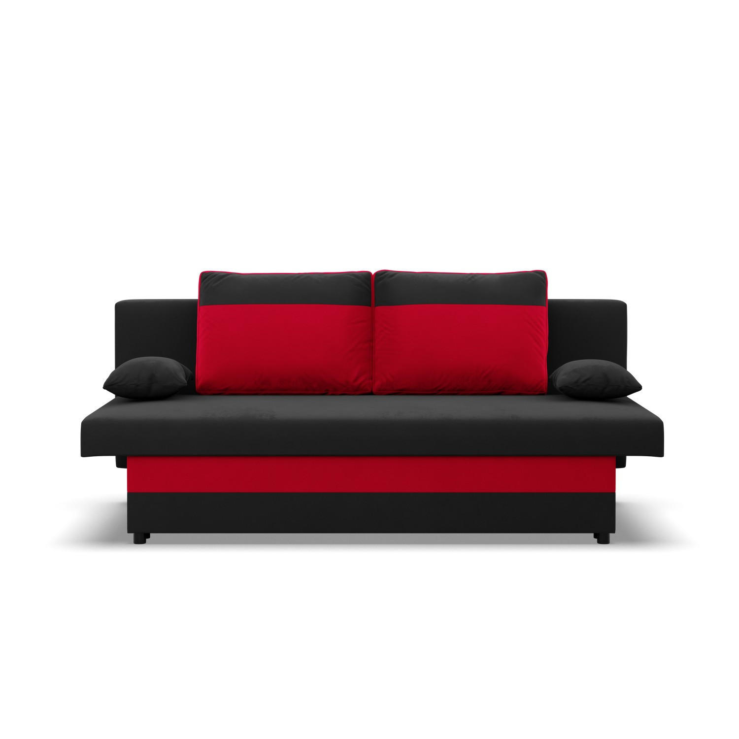 SOFA 3-SITZER MIT SCHLAFFUNKTION NOLA Schwarz/Rot - Rot/Schwarz, Textil (86/85/191cm) - Mebligo
