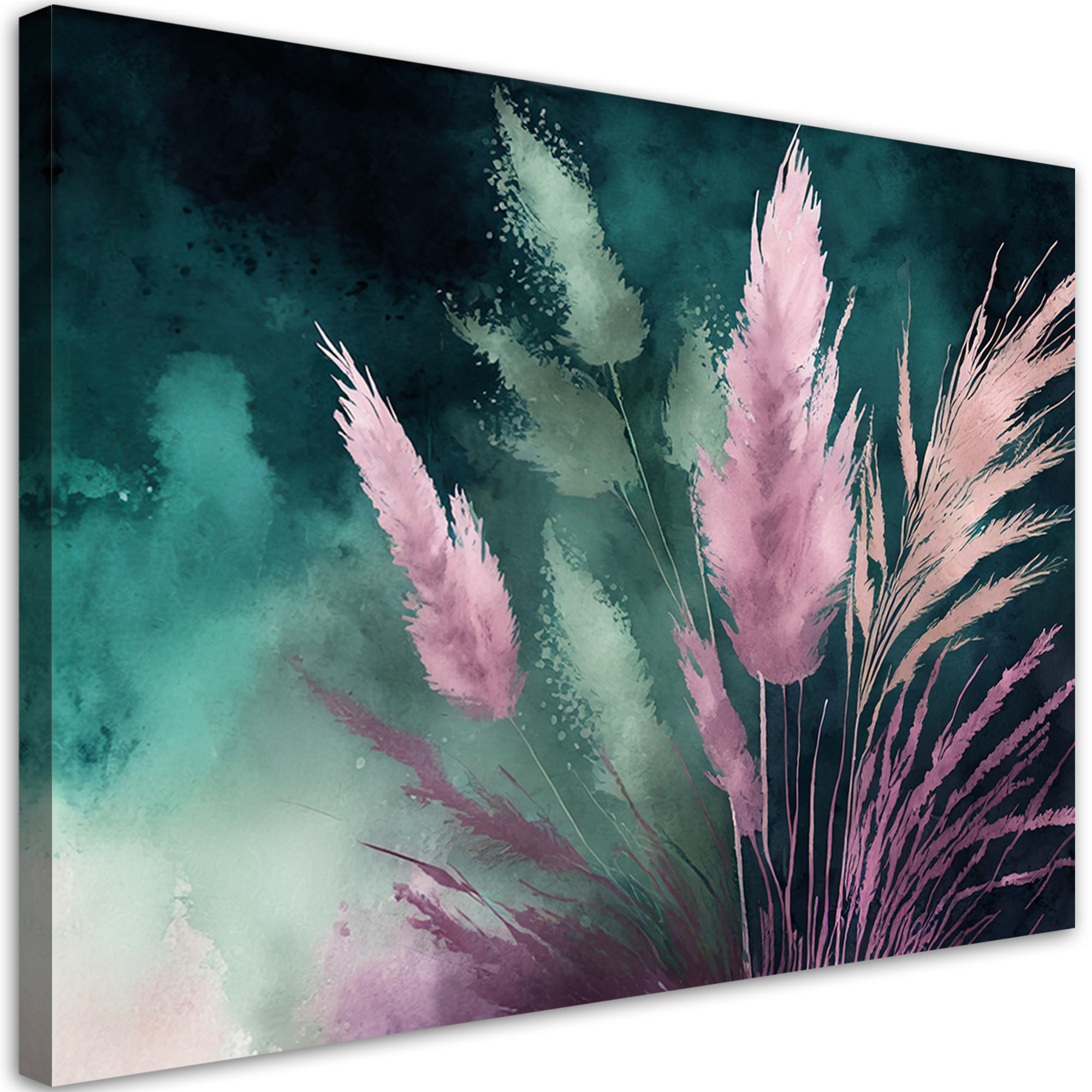 WANDBILD abstrakt pampasgras botanik - Lila, Textil (60/40cm) - Feeby