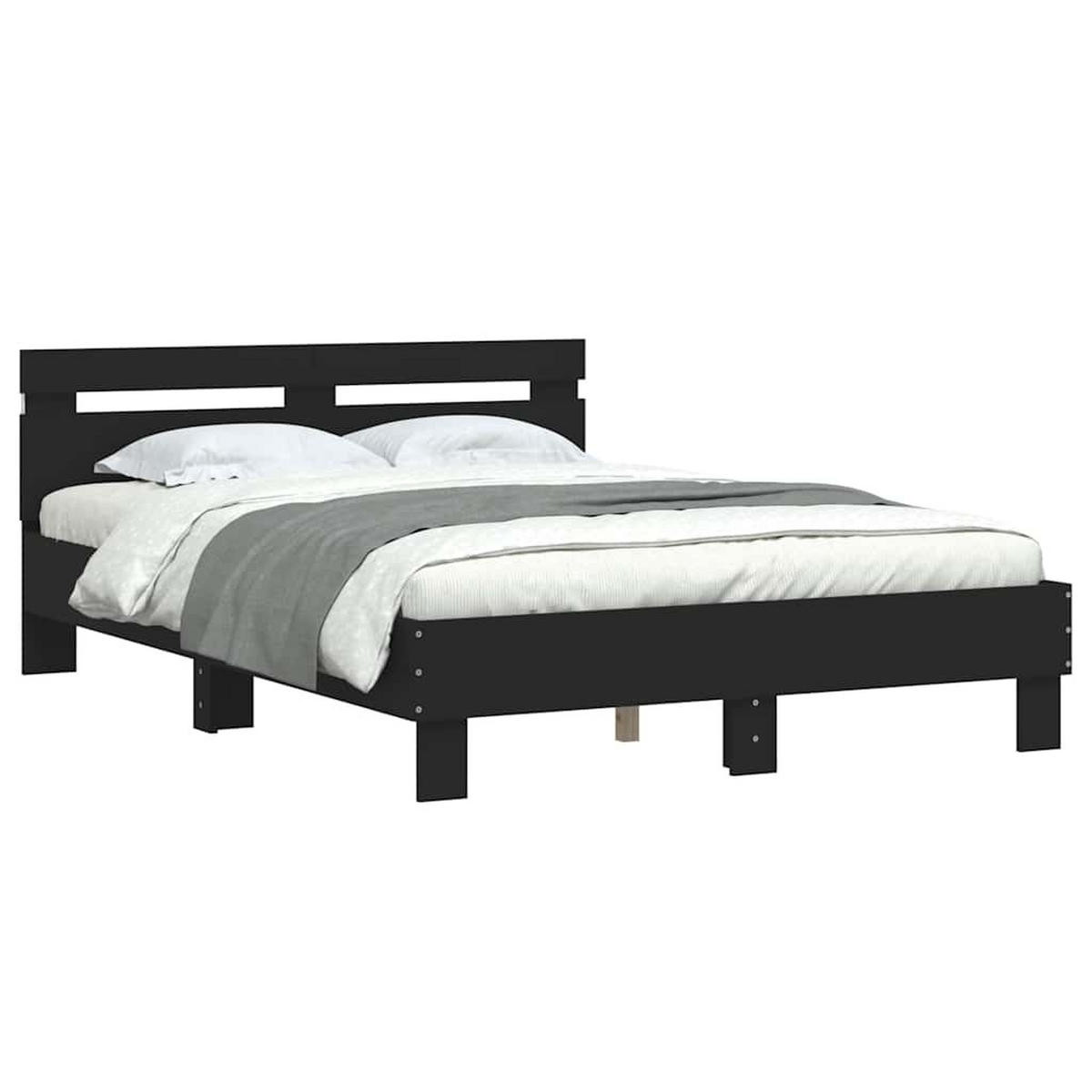 BETT Mit Led-Beleuchtung Ohne Matratze Schwarz 120/200 Cm - Schwarz, Holzwerkstoff (120/200cm) - vidaXL