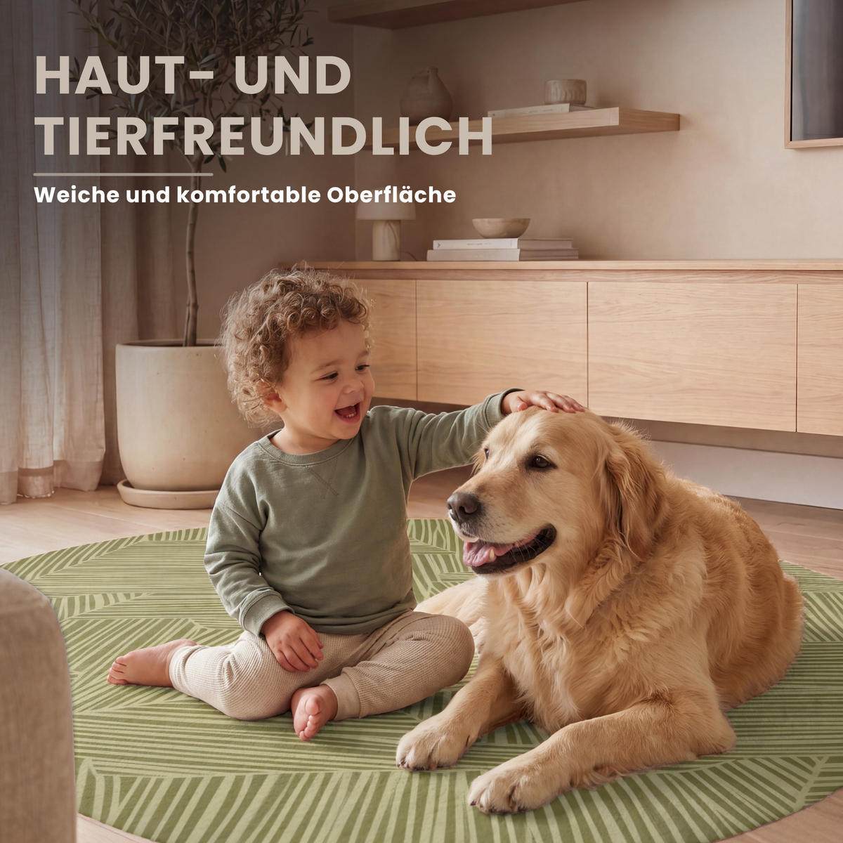 TEPPICH - Abstrakt - Modern - Grün - 120x120 cm - Olivgrün, Kunststoff/Textil (120/0.4cm) - OnlyWow