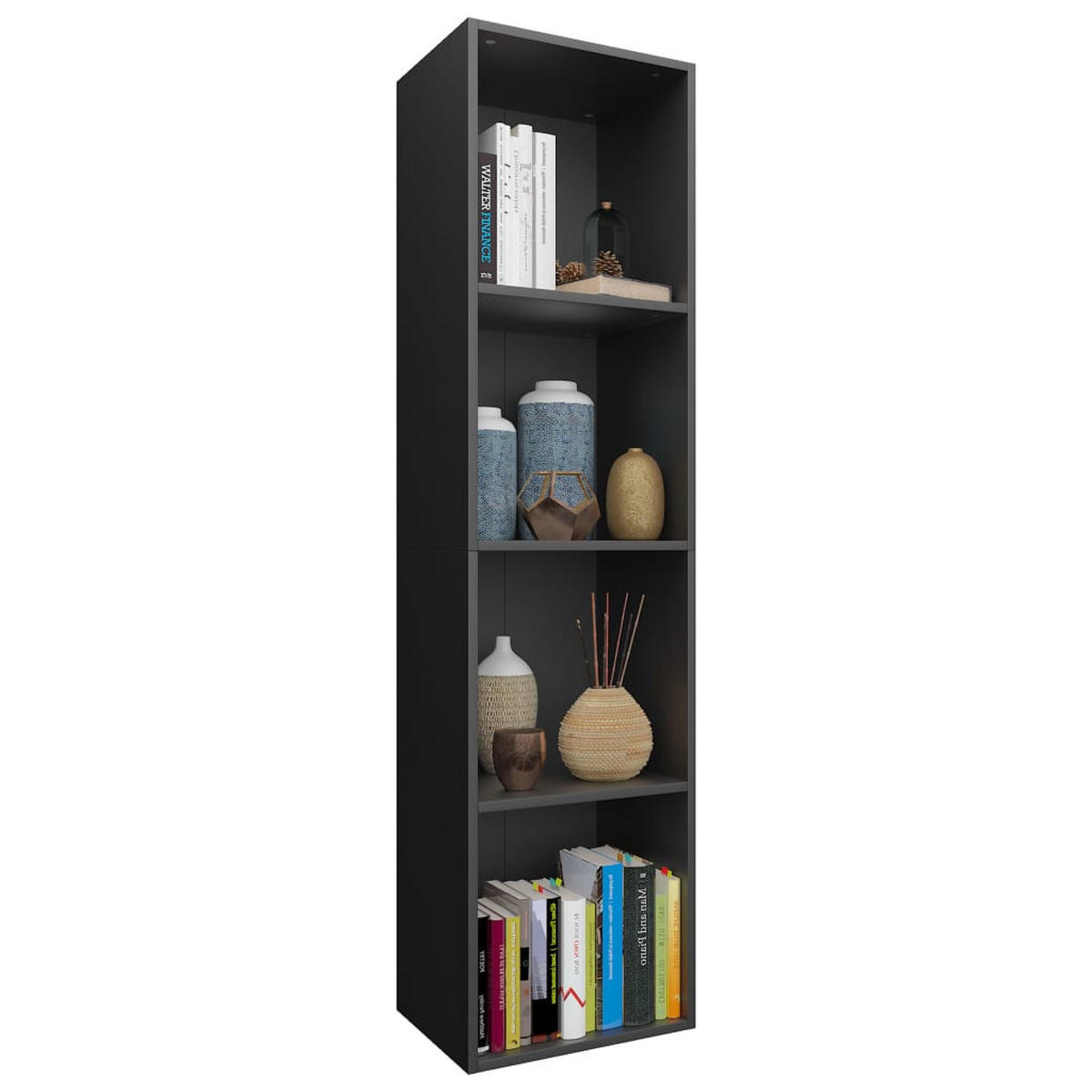 BÜCHERREGAL mit 4 Fächern 36/30/143 cm aus Holzwerkstoff Schwarz - Schwarz, Holz (36/143/30cm) - vidaXL