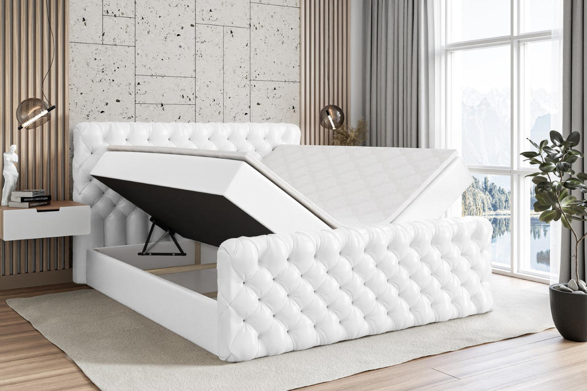 BOXBETT BOXI8-Z - 120x200 cm - H4 - Weiß Hochglanz - Weiß Hochglanz, Holzwerkstoff (120/200cm) - ALTDECOR
