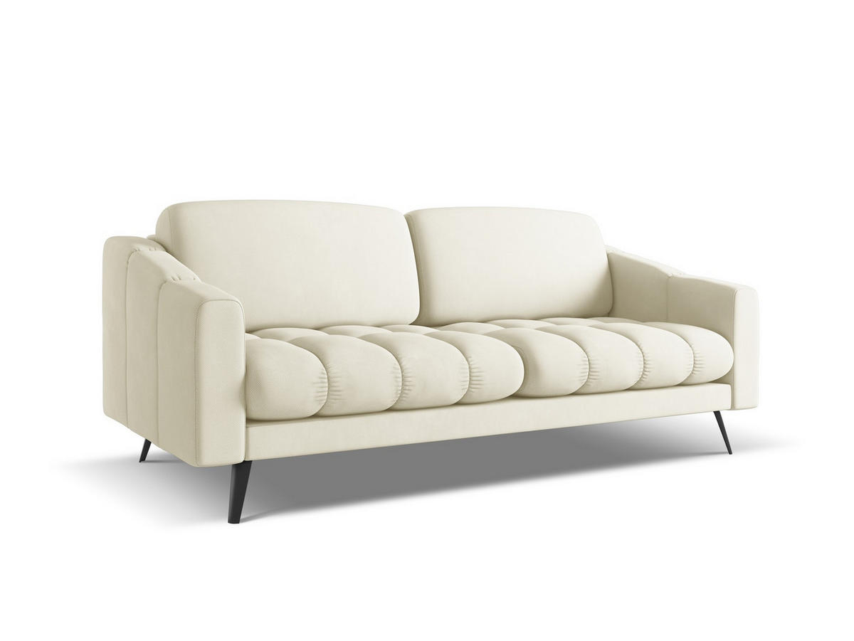 3-SITZER SOFA Chenille Stoff Beige - Beige/Schwarz, Textil/Metall (202/80/95cm) - Makamii