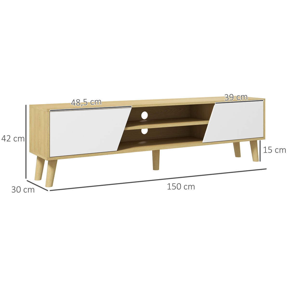 TV-MÖBEL Braun 1 Stück - Braun, Holzwerkstoff (150/42/30cm) - GiPP