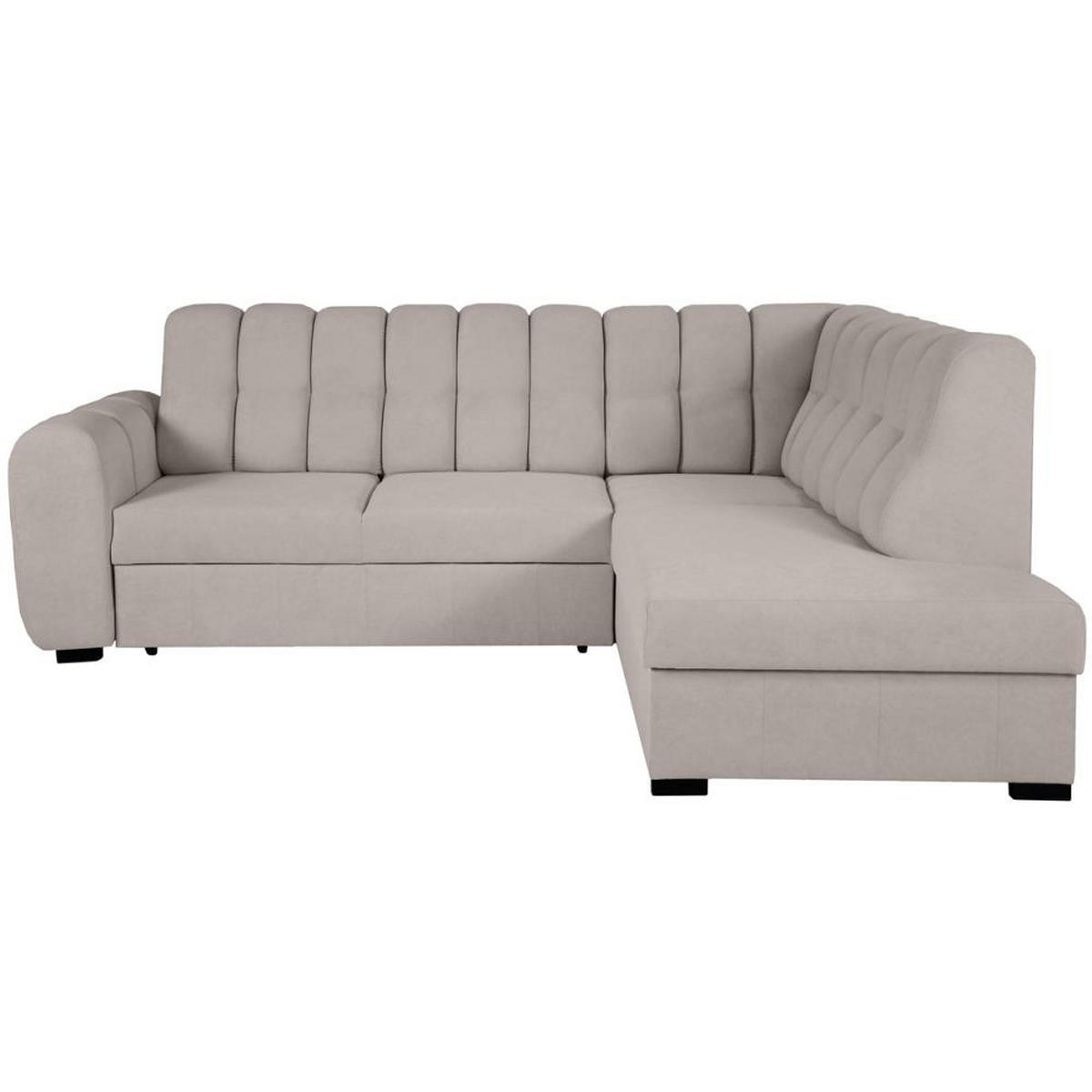 ECKSCHLAFSOFA Zoja rechts hellbraun - Hellbraun/Schwarz, Textil (261/193cm) - Beautysofa