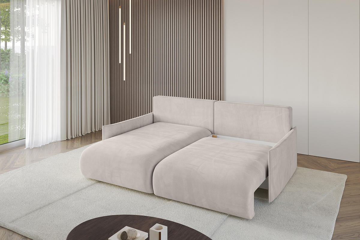 ECKSOFA Ottomane links ONESK-L-v1 216x177x72 Hellbraun Velours - Hellbraun, Holzwerkstoff/Kunststoff (216/177cm) - ALTDECOR
