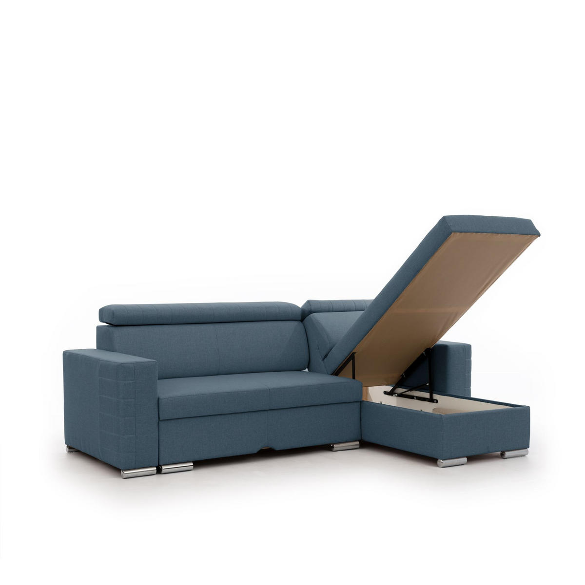 ECKSOFA Canton In Liverpool - Blau, Holzwerkstoff/Textil (260/173cm) - Fun Möbel