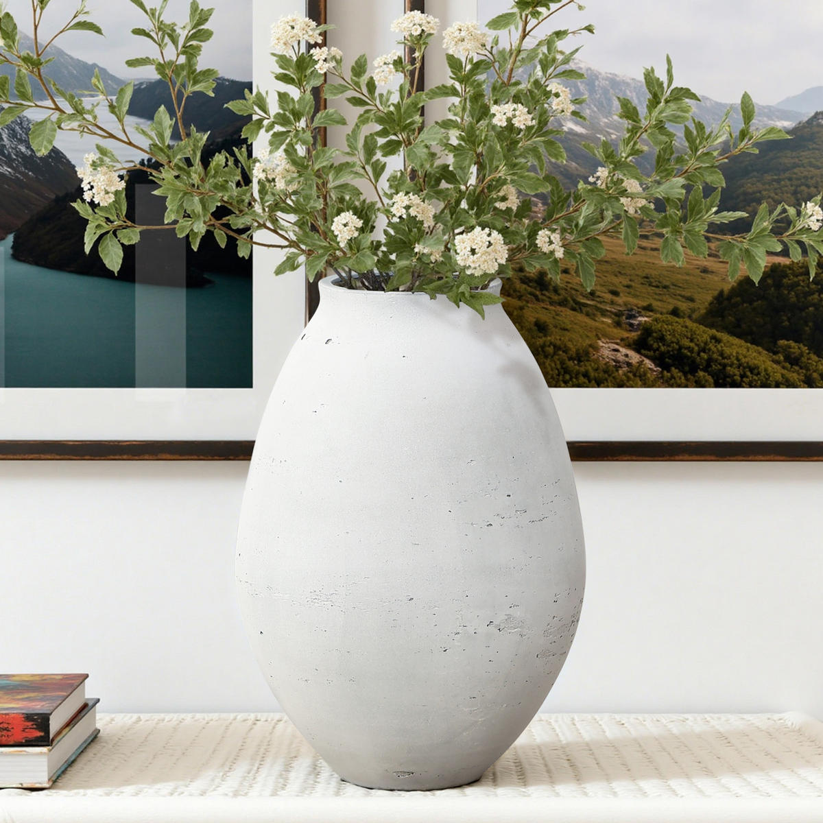 VASE Neva, 32,5 cm Hoch - Weiß, Naturmaterialien (32.5cm) - Hometopia