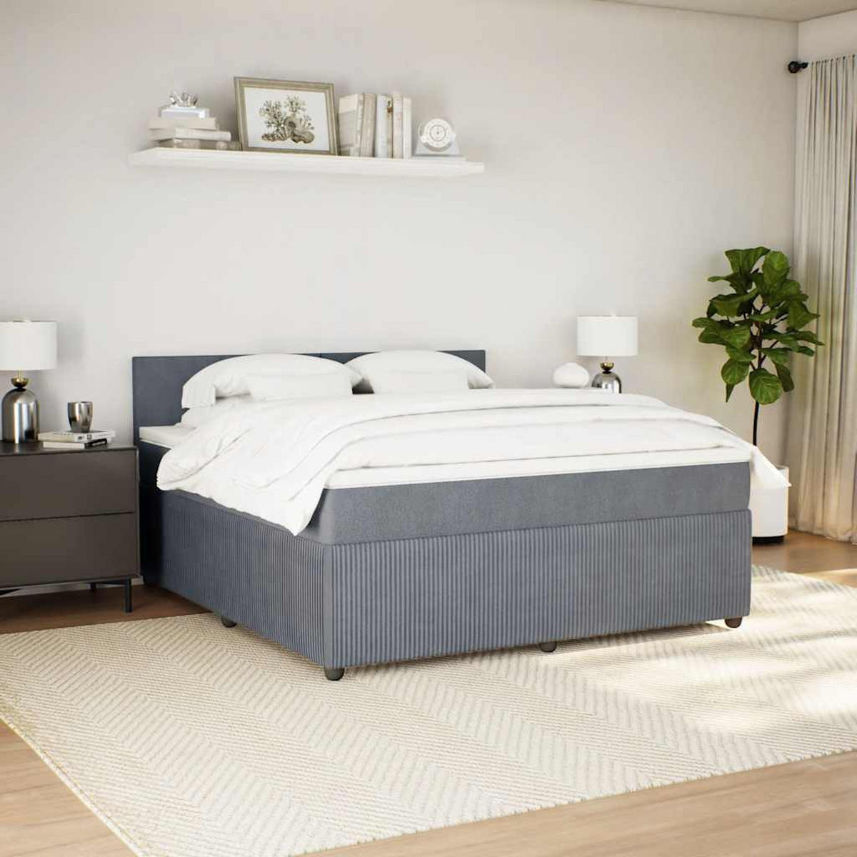 BOXSPRINGBETT 180/200 Cm Grau Samt - Grau, Textil (180/200cm) - vidaXL