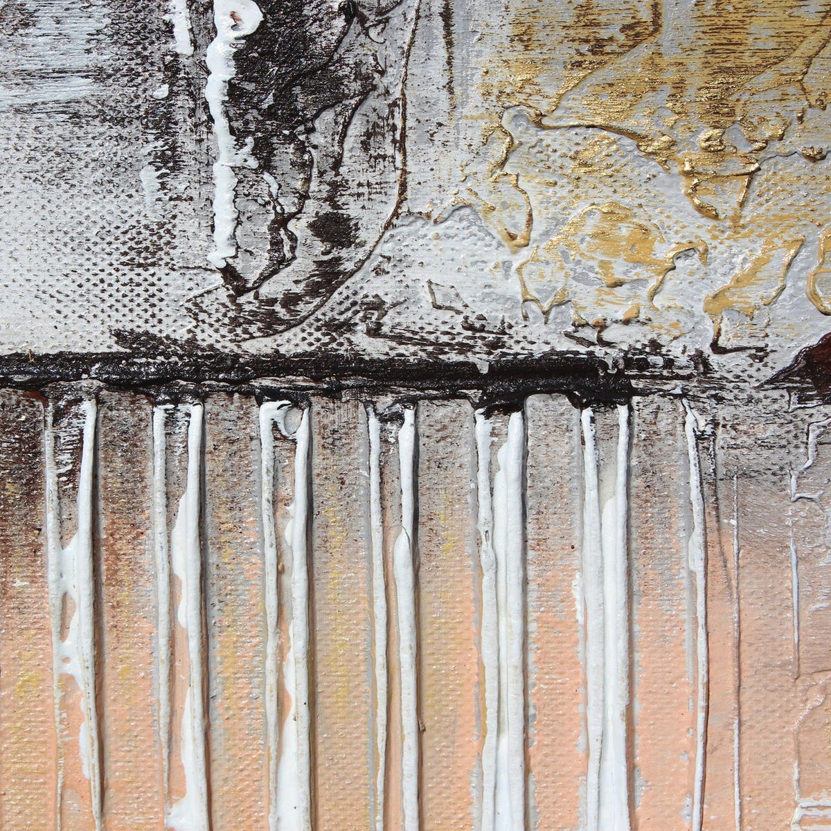 GEMÄLDE Goldene Abstraktion Schattenfugenrahmen beige 100x50 cm - Beige, Holz (100/50cm) - YS-art gallery