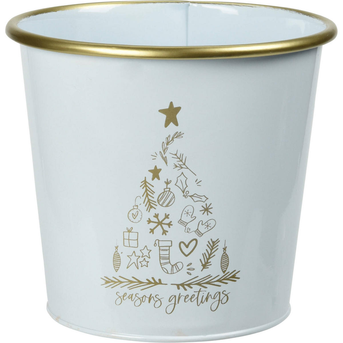 METALLEIMER Weihnachten Weiß 15/17 cm - Weiß, Metall (17/15/17cm) - Home Styling Collection