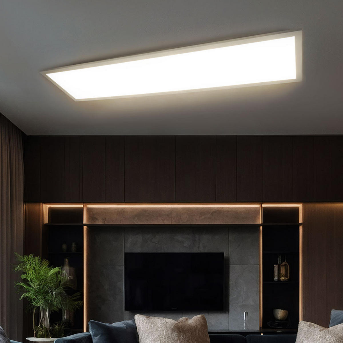 LED AUFBAU PANEL Weiß Aluminium - Weiß, Metall (120/30/5.5cm) - Globo Lighting