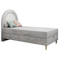 BOXBETT NEST 90/180 Hellgrau Velvet hydrophob - H3 - Hellgrau, Holz/Textil (90/180cm) - MKS
